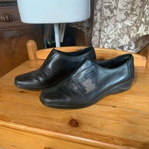 Leather Square Toe Slip-On Loafers Black Size 7 Romika
